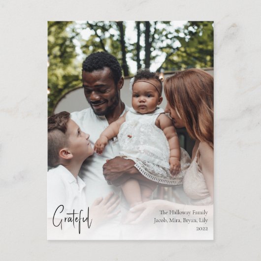 スクリプモダント感謝の完全な垂直方向の写真 シーズンポストカード (正面)