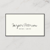 スクリプモダント手書きブラックアイボリーシックスタイリッシュ 名刺 (正面)