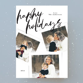 スクリプモダント数々のフォトコラージュのブラシhappy シーズンカード