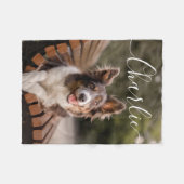 スクリプモダント文字カスタム写真 フリースブランケット (正面(横))