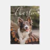 スクリプモダント文字カスタム写真 フリースブランケット (正面)