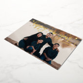 スクリプモダント新年ゴールドフォイル写真の休日 箔シーズンカード (回転した状態)