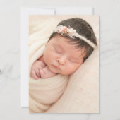 スクリプモダント桃ベビー写真バプテスマ 招待状 (裏面)