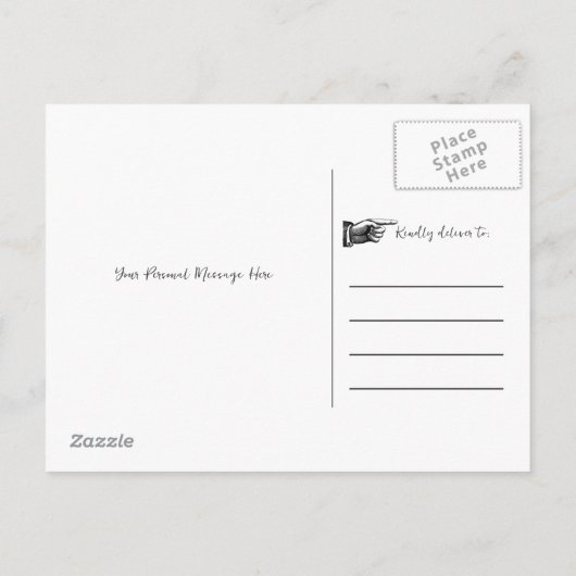 スクリプモダント水彩インディゴブルー日付を保存 案内ポストカード (裏面)