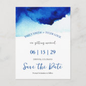 スクリプモダント水彩インディゴブルー日付を保存 案内ポストカード (正面)