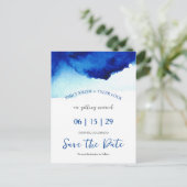 スクリプモダント水彩インディゴブルー日付を保存 案内ポストカード (スタンド正面)