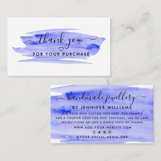 スクリプモダント水彩筆跡ありがとう 名刺 (正面/裏面)