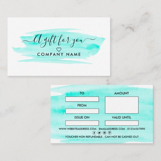 スクリプモダント水彩筆跡ギフトカード 名刺 (正面/裏面)