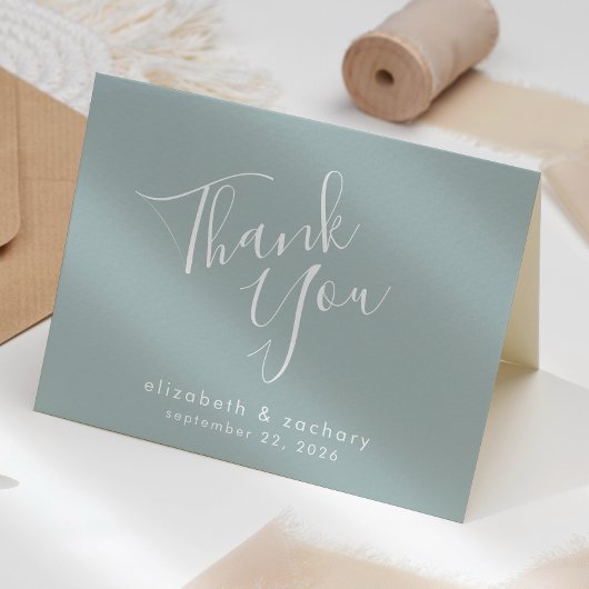 スクリプモダント海ガラス緑結婚の感謝 カード