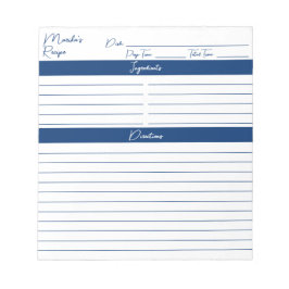 スクリプモダント海軍のパーソナライズされたレシピ ノートパッド