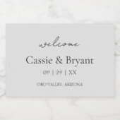 スクリプモダント灰色エレガントなウェディングウェルカムギフト スパークリングワインラベル (シングルラベル)