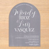 スクリプモダント灰色洗浄ストー素朴ン結婚ズ アクリル招待状 (正面)