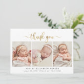 スクリプモダント生まれたばかりのベビー3写真ありがとう サンキューカード (スタンド正面)