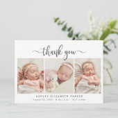 スクリプモダント生まれたばかりのベビー3写真ありがとう サンキューカード (スタンド正面)