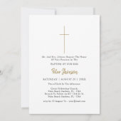 スクリプモダント男の赤ちゃんまたは女の子の三つの写真バプテスマ 招待状 (裏面)