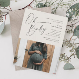 スクリプモダント男女兼用フォトベビーシャワー 招待状