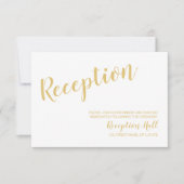 スクリプモダント白と金ゴールド結婚式のレセプション 招待状 (正面)