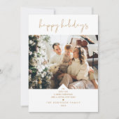 スクリプモダント白エレガント金ゴールドクリスマスフォト シーズンカード (正面)