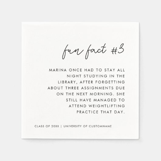 スクリプモダント白黒おもしろいファクト# 3卒業 スタンダードカクテルナプキン (正面)