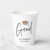 スクリプモダント白黒の卒業パーティー 紙コップ (正面)