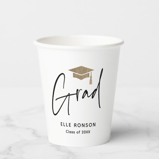 スクリプモダント白黒の卒業パーティー 紙コップ (正面)