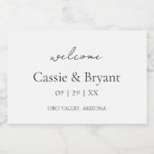 スクリプモダント白黒の結婚ウェルカムギフト スパークリングワインラベル (シングルラベル)