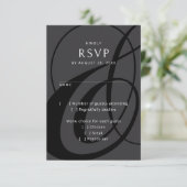 スクリプモダント白黒アンパサンド結婚式RSVP 出欠カード (スタンド正面)
