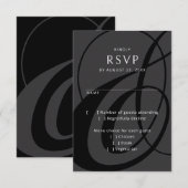 スクリプモダント白黒アンパサンド結婚式RSVP 出欠カード (正面/裏面)