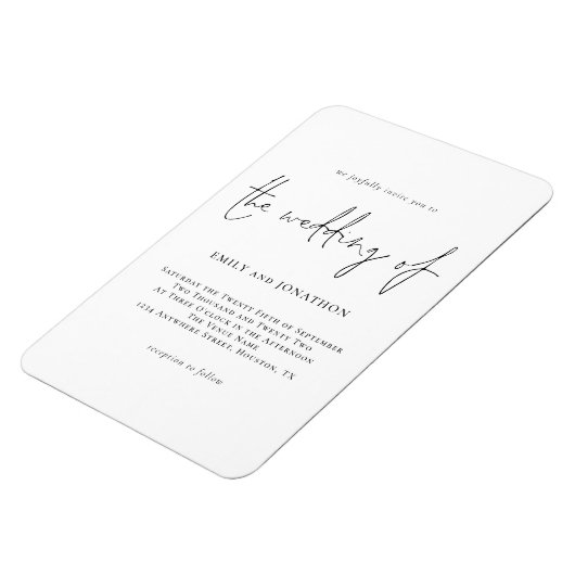 スクリプモダント白黒ウェディング招待磁石 マグネット (左側)