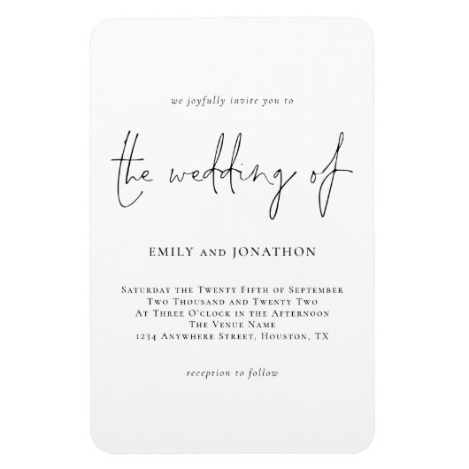 スクリプモダント白黒ウェディング招待磁石 マグネット (縦)