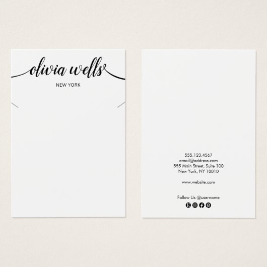 スクリプモダント白黒ネックレスディスプレイカード (正面&裏面)