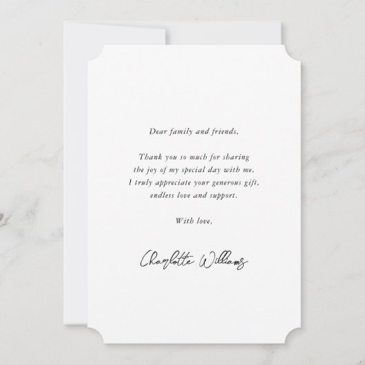 スクリプモダント白黒フォト卒業 サンキューカード (裏面)