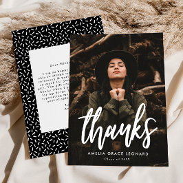 スクリプモダント白黒フォト卒業 サンキューカード