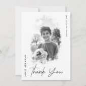スクリプモダント白黒フォト誕生日 サンキューカード (正面)
