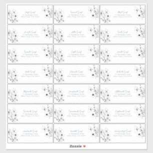 スクリプモダント白黒フローラゲストアドレス シール