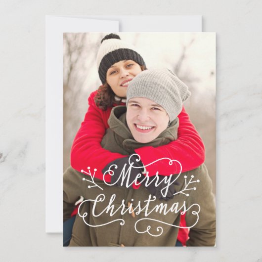 スクリプモダント白黒メリークリスマスフォト シーズンカード (正面)