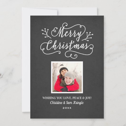 スクリプモダント白黒メリークリスマスフォト シーズンカード (裏面)