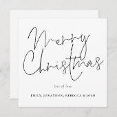 スクリプモダント白黒メリークリスマス ノートカード (正面/裏面)