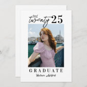 スクリプモダント白黒写真卒業パーティー 招待状 (正面/裏面)