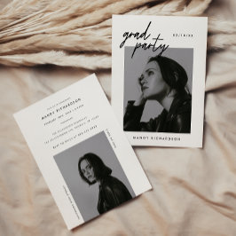 スクリプモダント白黒2写真卒業 招待状