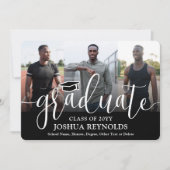 スクリプモダント白黒4写真卒業 案内状 (正面)