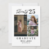 スクリプモダント白3フォトコラージュ卒業 案内状 (正面)