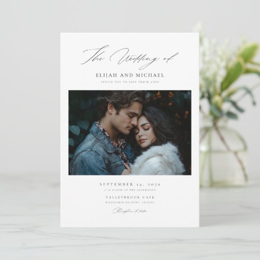 スクリプモダント素朴エレガンス結婚式の招待 招待状 (スタンド正面)