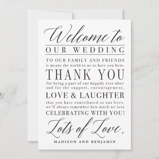 スクリプモダント結婚のウェルカムサンキューレター サンキューカード (正面)