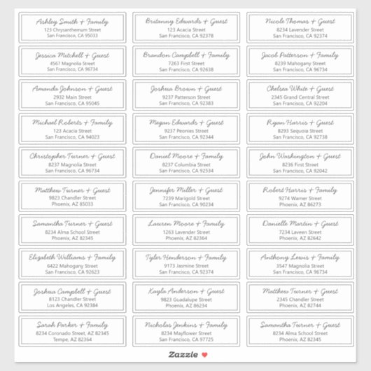 スクリプモダント結婚のゲスト名アドレス シール (シート)