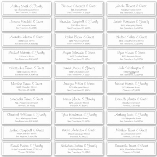 スクリプモダント結婚のゲスト名アドレス シール (正面)