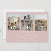 スクリプモダント結婚のコラージュ赤面ピンク セーブザデート (正面)