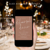 スクリプモダント結婚のリハーサルディナーソフトブラウン 招待状