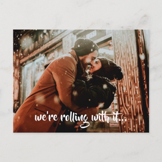 スクリプモダント結婚の写真の日付の保存 案内ポストカード (正面)