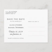 スクリプモダント結婚の写真は日付を保存 案内ポストカード (裏面)